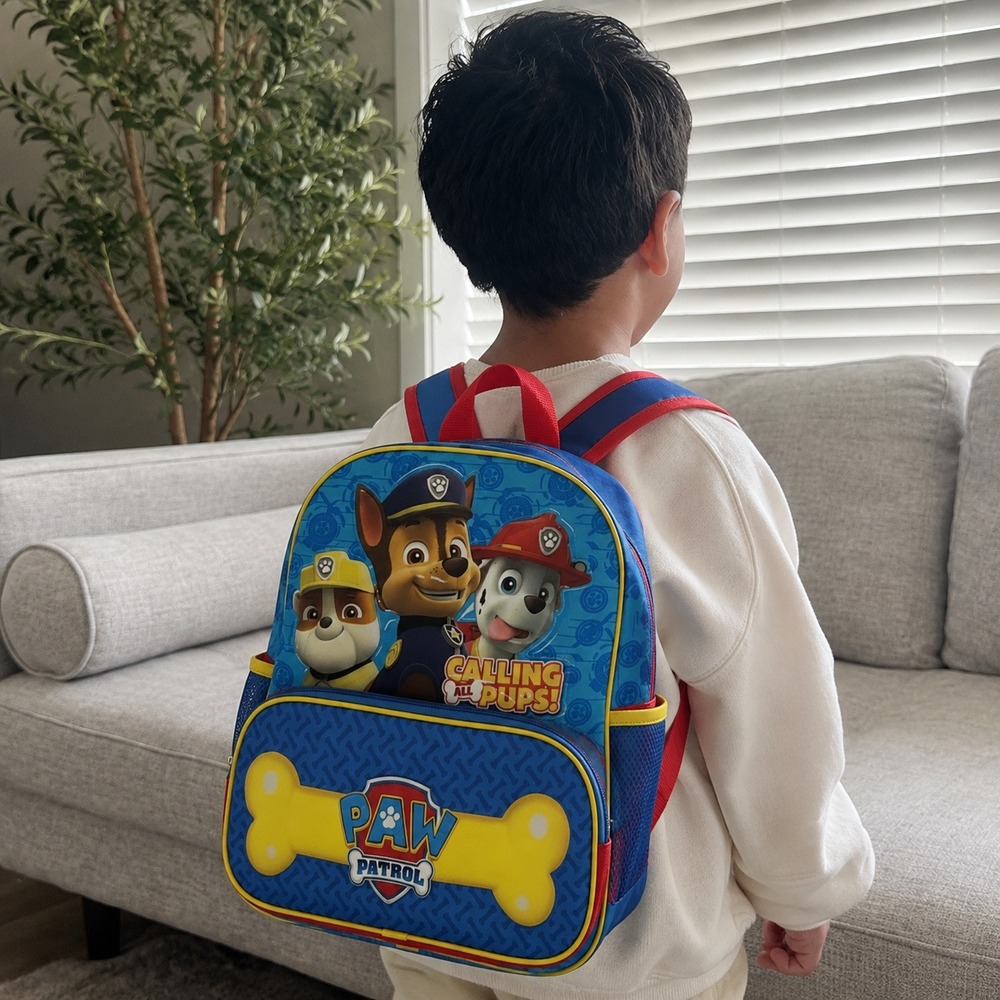Paw Patrol Backpack Kids Unisex Blue Red Calling All Pups Chase Marshall Rubble